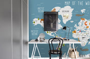 3D Blue World Map Wall Mural Wallpaper LQH 53- Jess Art Decoration