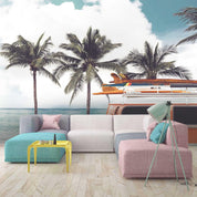 3D blue sky sea coconut tree wall mural wallpaper 90- Jess Art Decoration