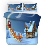 3D Merry Christmas Reindeer Santa Claus Quilt Cover Set Bedding Set Duvet Cover Pillowcases JN 3081- Jess Art Decoration