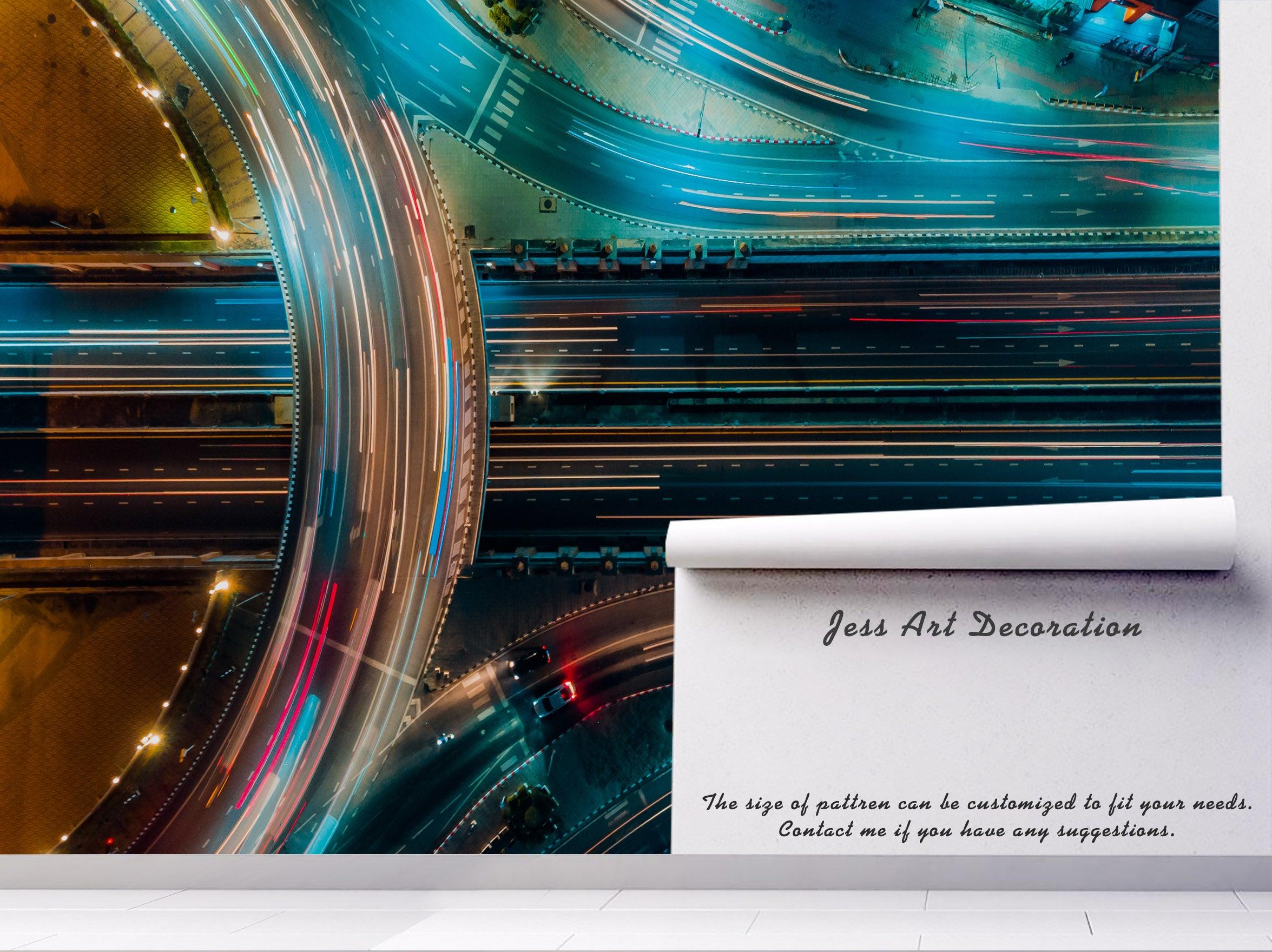 3D City Overpass Highway Wall Mural Wallpaper 3- Jess Art Decoration