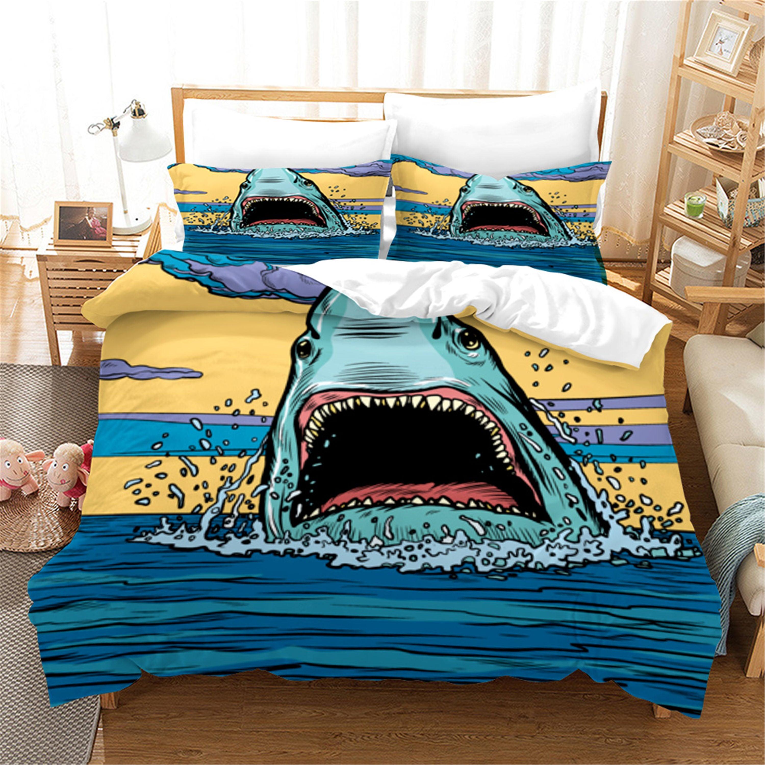 3D Cartoon Sea Shark Animal Quilt Cover Set Bedding Set Duvet Cover Pillowcases 44- Jess Art Decoration