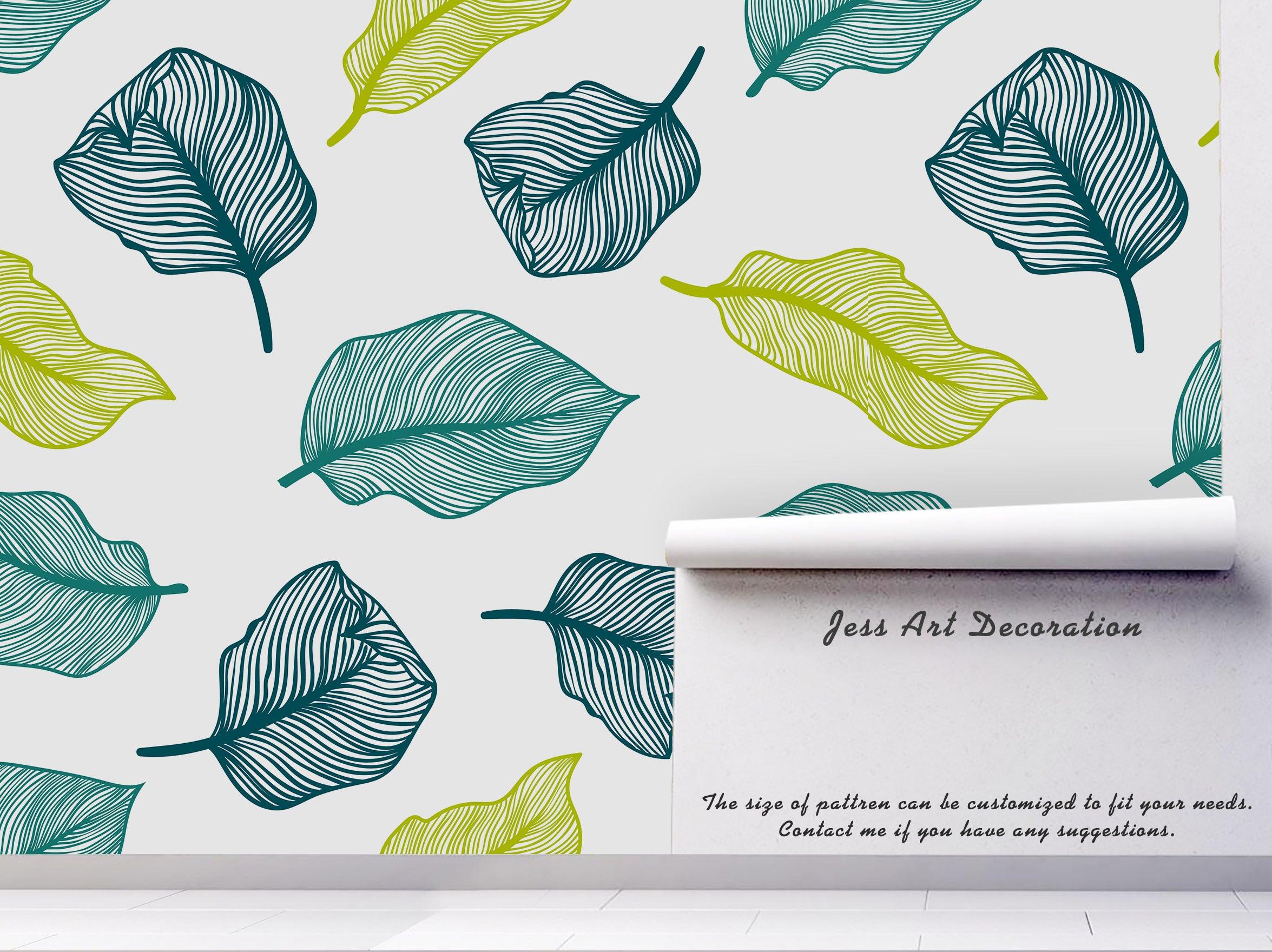 3D Hand Painting Blue Yellow Leaves Wall Mural Wallpaper 07- Jess Art Decoration