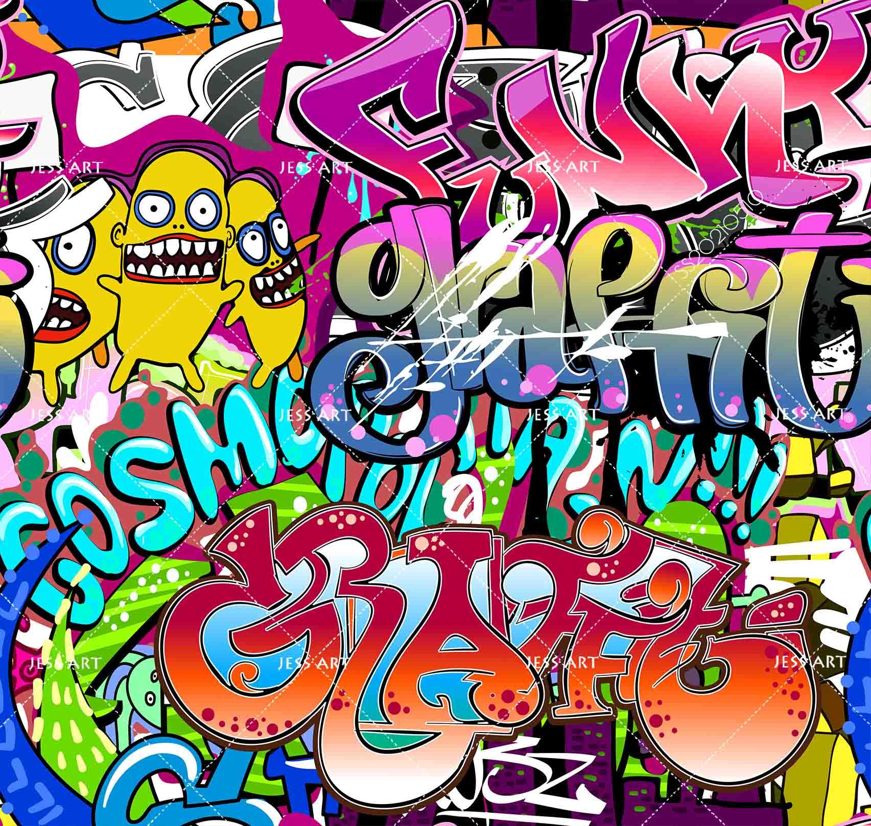 3D Abstract Color Graffiti Wall Mural Wallpaper LQH 278- Jess Art Decoration