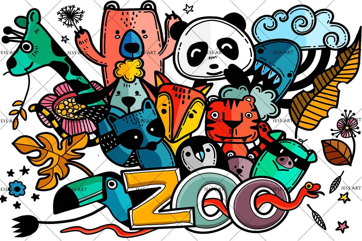 3D Cartoon Animal Panda Bear Tiger Fox Penguin Wall Mural Wallpaper SF52- Jess Art Decoration