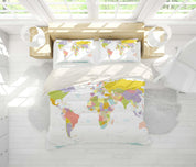 3D World Map Quilt Cover Set Bedding Set Pillowcases 05- Jess Art Decoration