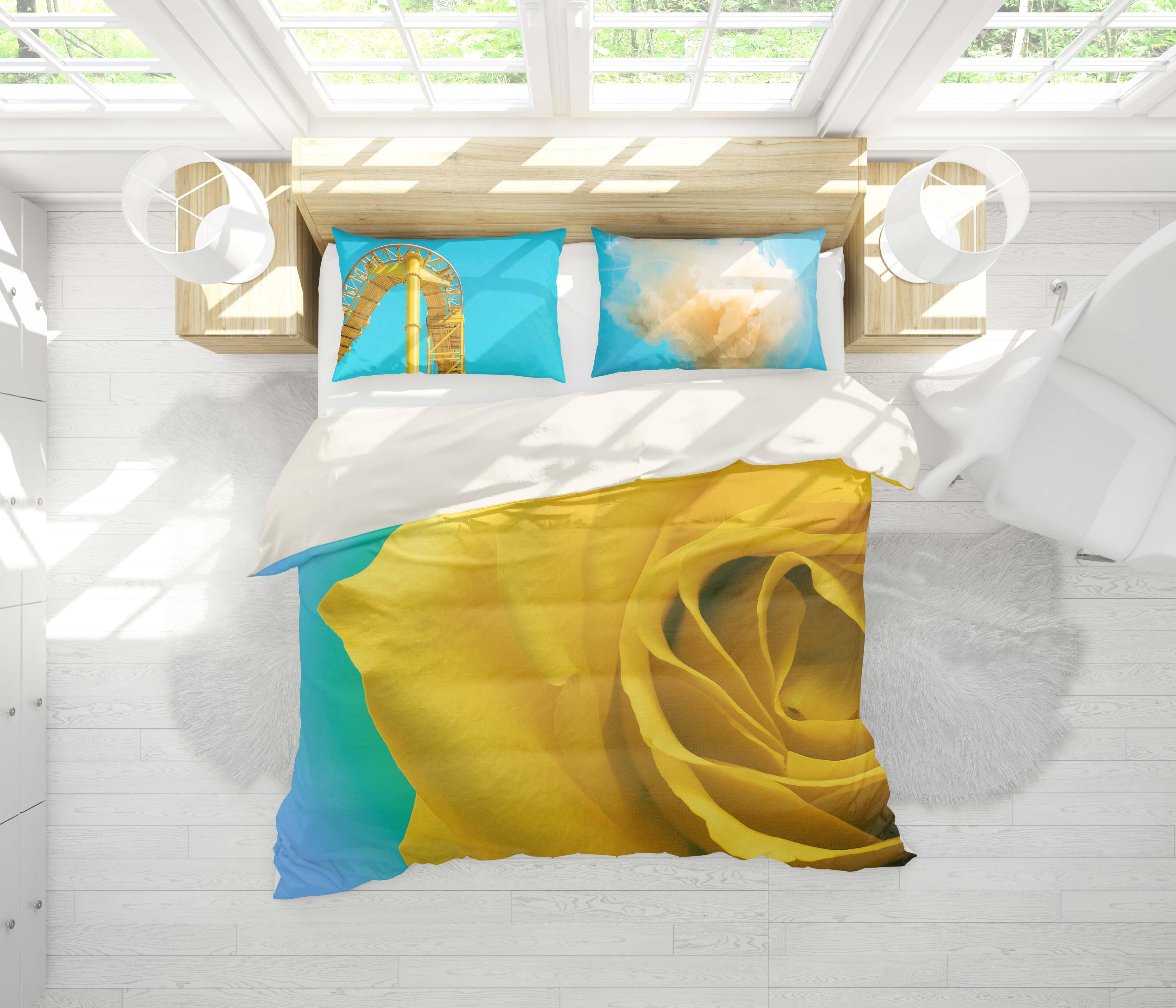 3D Yellow Rose Quilt Cover Set Bedding Set Pillowcases 11- Jess Art Decoration