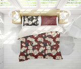 3D Leaves Red Quilt Cover Set Bedding Set Pillowcases 51- Jess Art Decoration