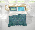 3D Green Fish Scale Quilt Cover Set Bedding Set Pillowcases 57- Jess Art Decoration