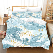 3D Blue Horse Face Mermaid Quilt Cover Set Bedding Set Pillowcases 79- Jess Art Decoration