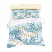 3D Blue Horse Face Mermaid Quilt Cover Set Bedding Set Pillowcases 79- Jess Art Decoration