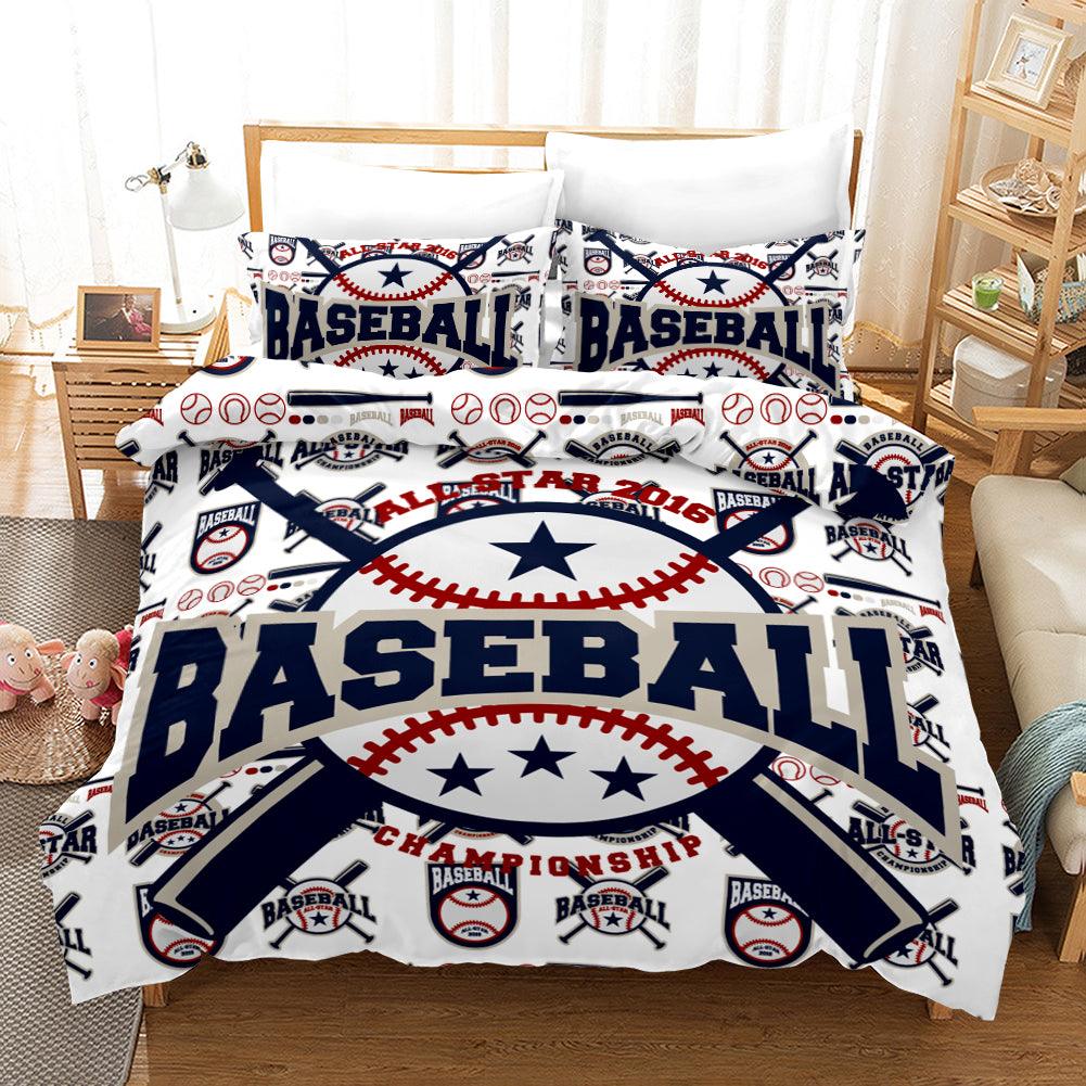 3D White Baseball Quilt Cover Set Bedding Set Pillowcases 13- Jess Art Decoration