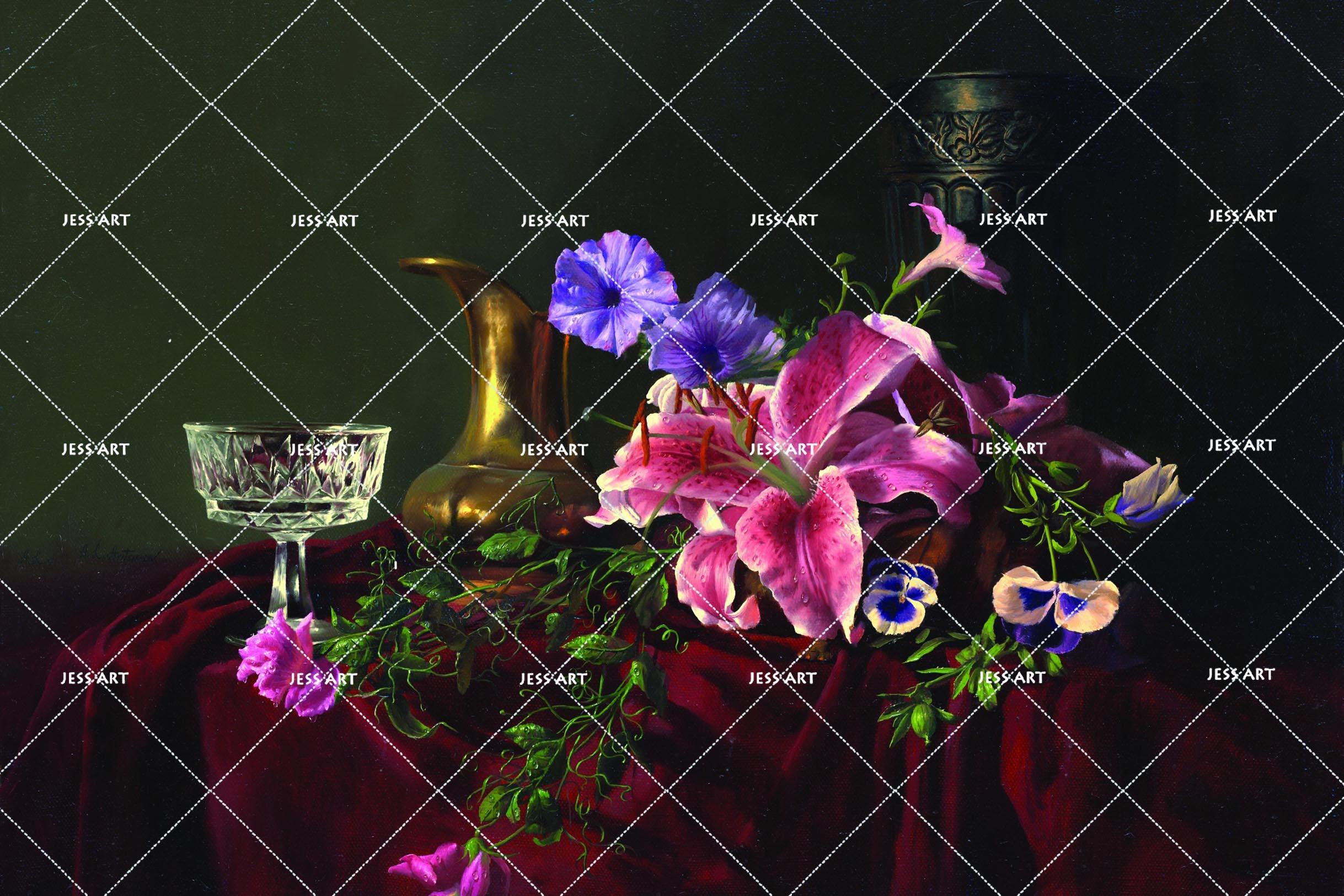 3D flowers fruits violin oil painting wall mural wallpaper 15- Jess Art Decoration