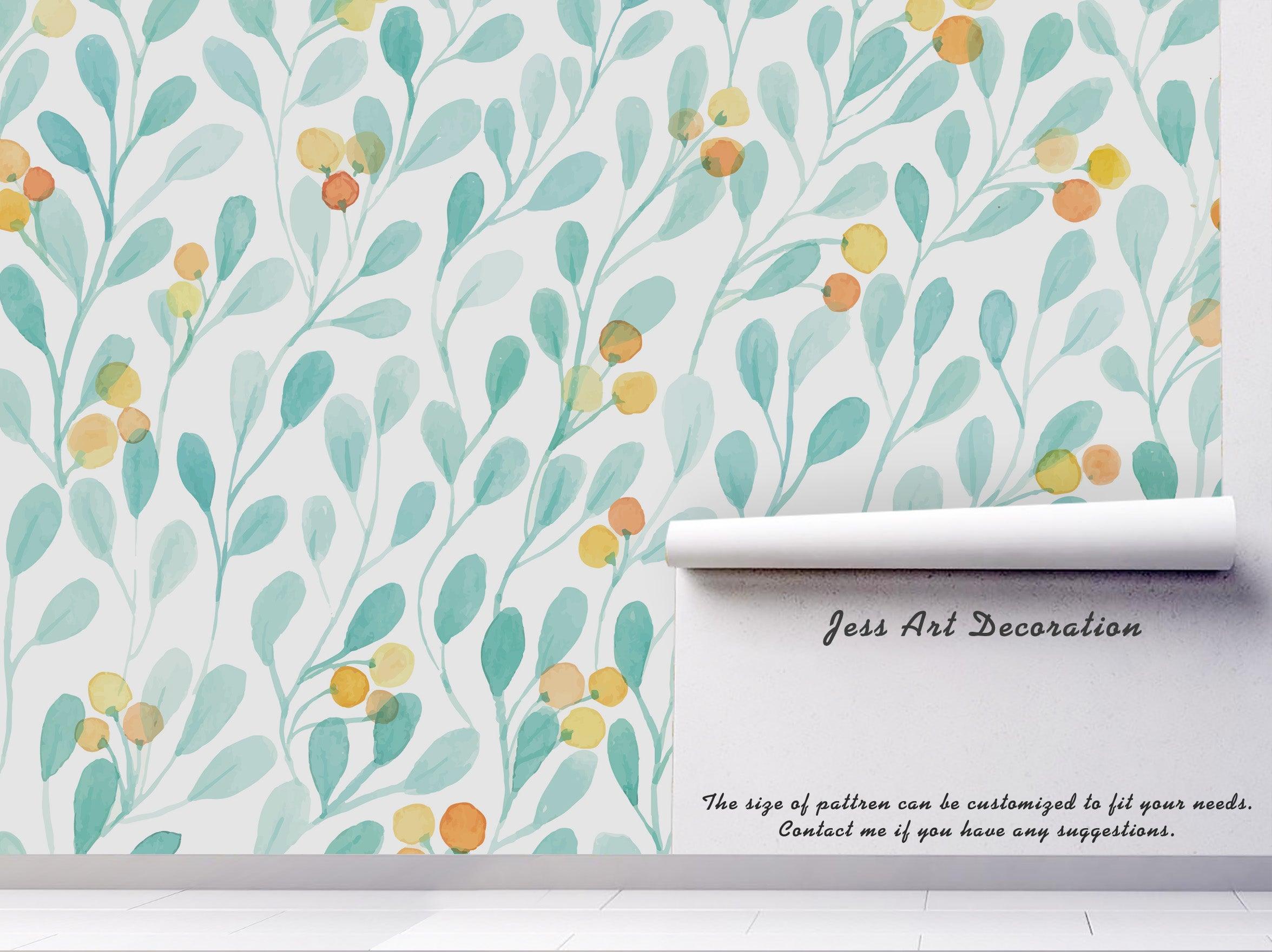 3D Yellow Floral Blue Leaves Wall Mural Wallpaper 06- Jess Art Decoration