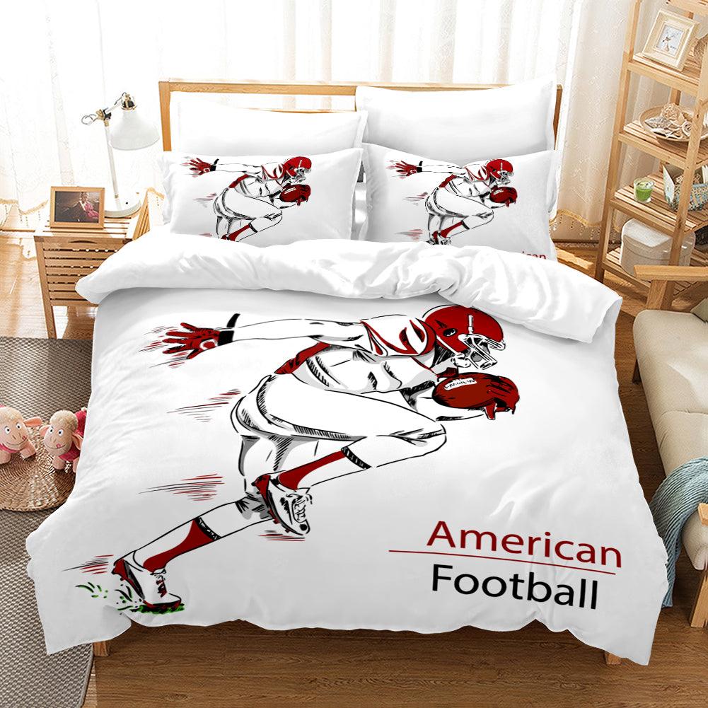 3D White American Football Player Quilt Cover Set Bedding Set Pillowcases 14- Jess Art Decoration