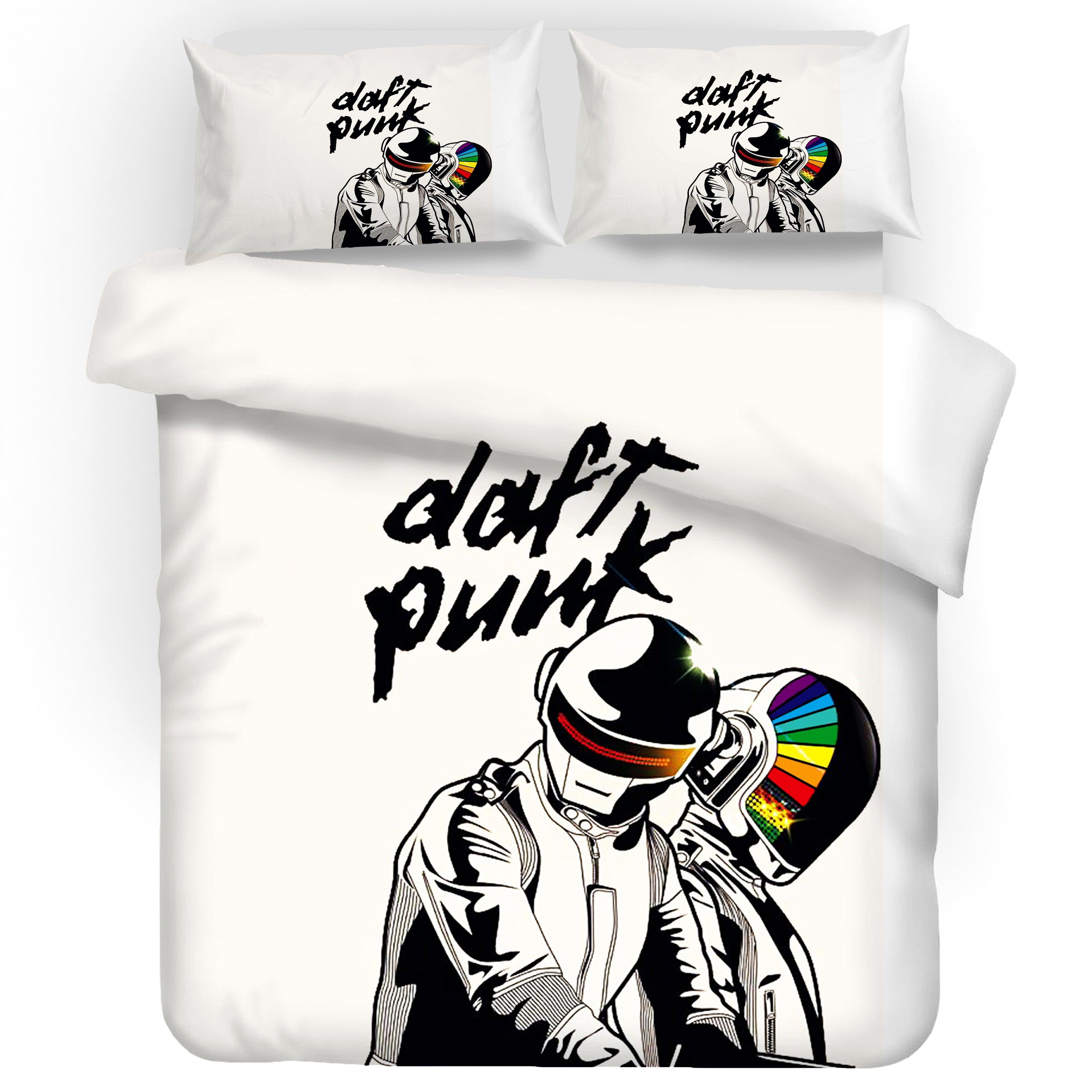 3D White Daft Punk Quilt Cover Set Bedding Set Pillowcases 14- Jess Art Decoration