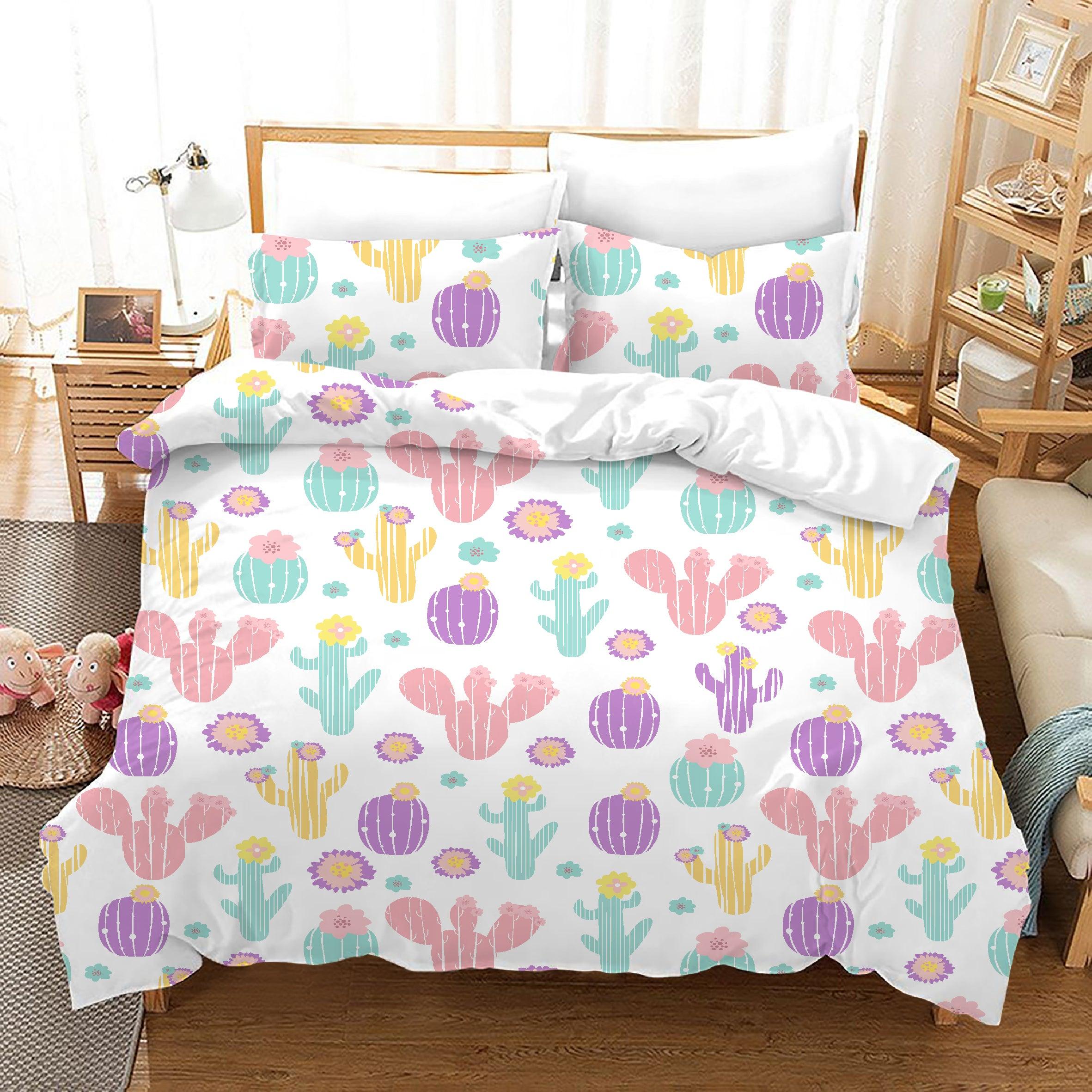 3D Watercolor Cactus Quilt Cover Set Bedding Set Duvet Cover Pillowcases 164- Jess Art Decoration