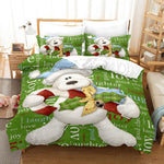 3D Christmas Day Snowman Green Quilt Cover Set Bedding Set Duvet Cover Pillowcases JN 3012- Jess Art Decoration