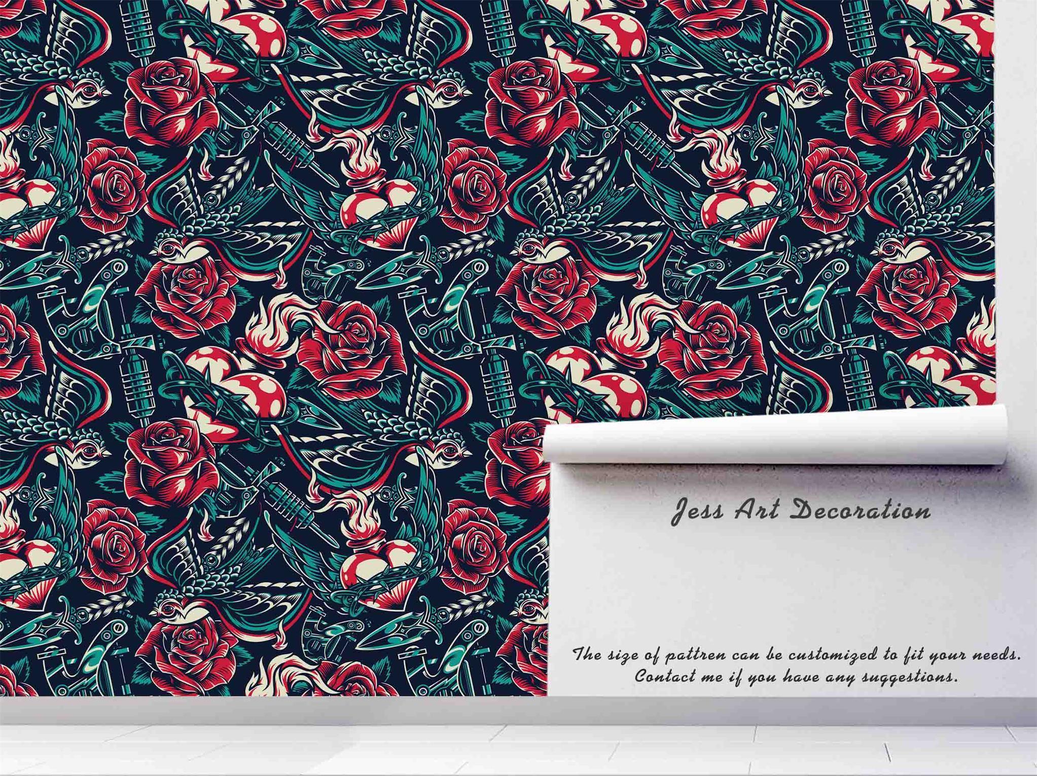 3D Rose Dagger Wall Mural Wallpaper A036 LQH- Jess Art Decoration