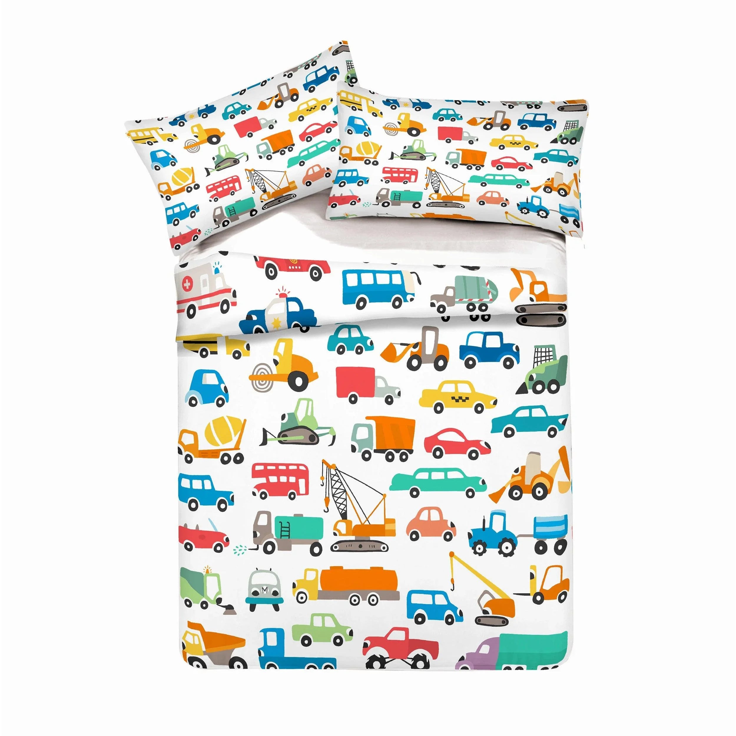 3D Cartoon Cars Engineering Vehicle Pattern Quilt Cover Set Bedding Set Pillowcases 157- Jess Art Decoration