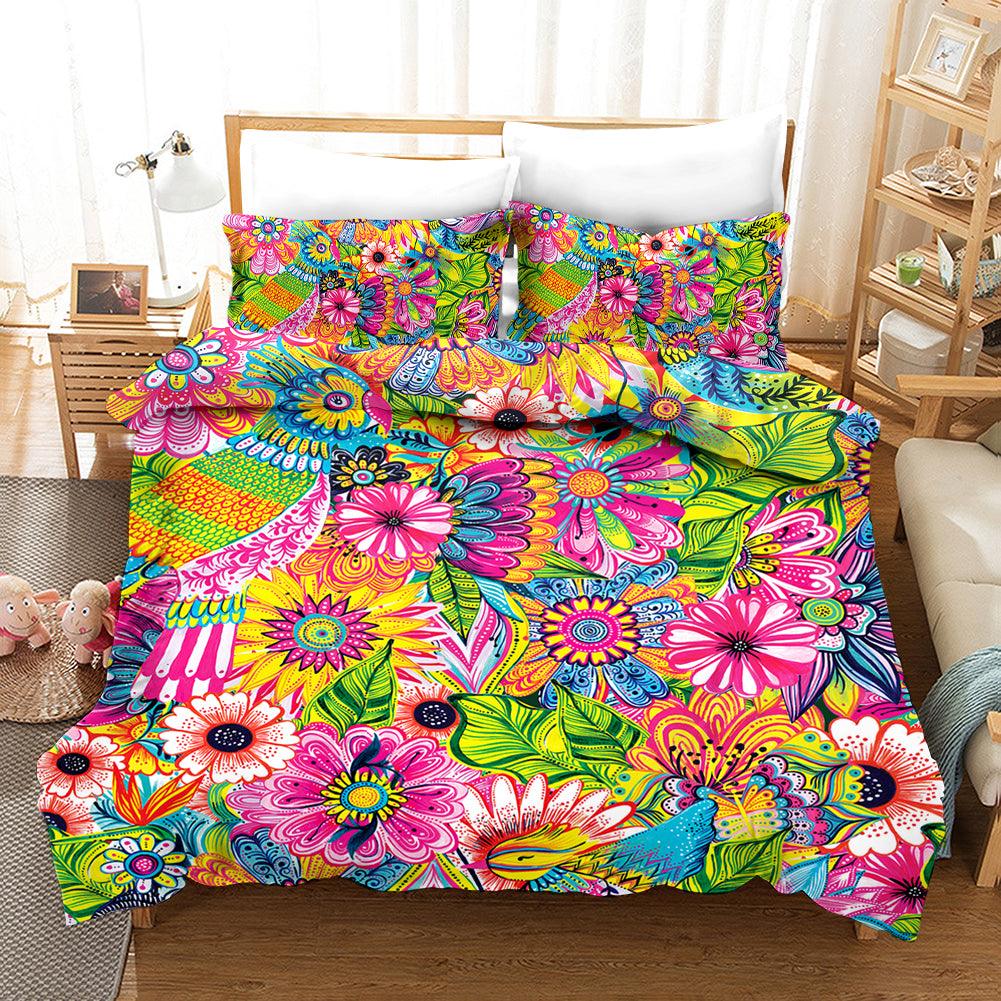 3D Colorful Flowers Quilt Cover Set Bedding Set Pillowcases 95- Jess Art Decoration