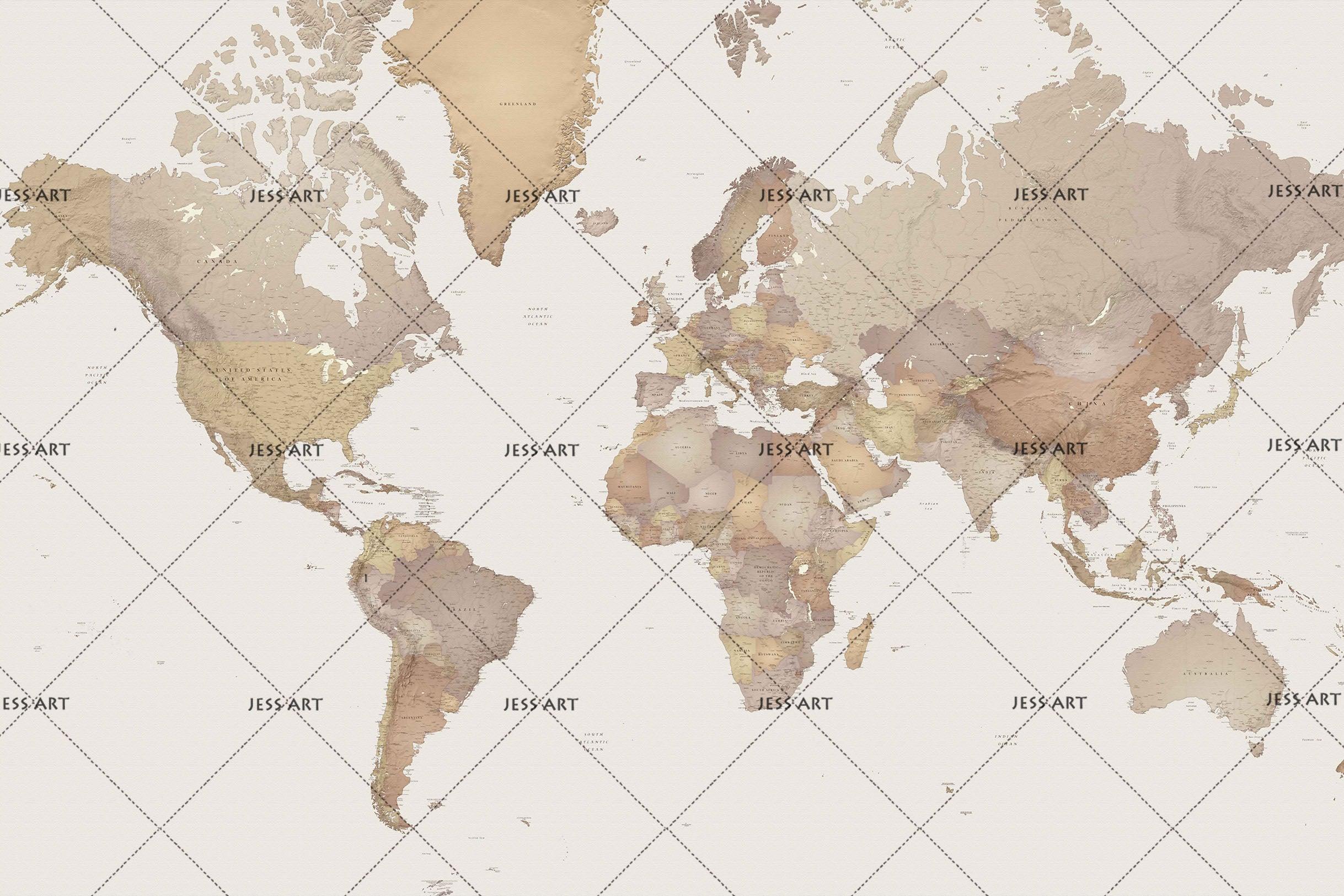 3D Grey World Map Wall Mural Wallpaper LQH 152- Jess Art Decoration