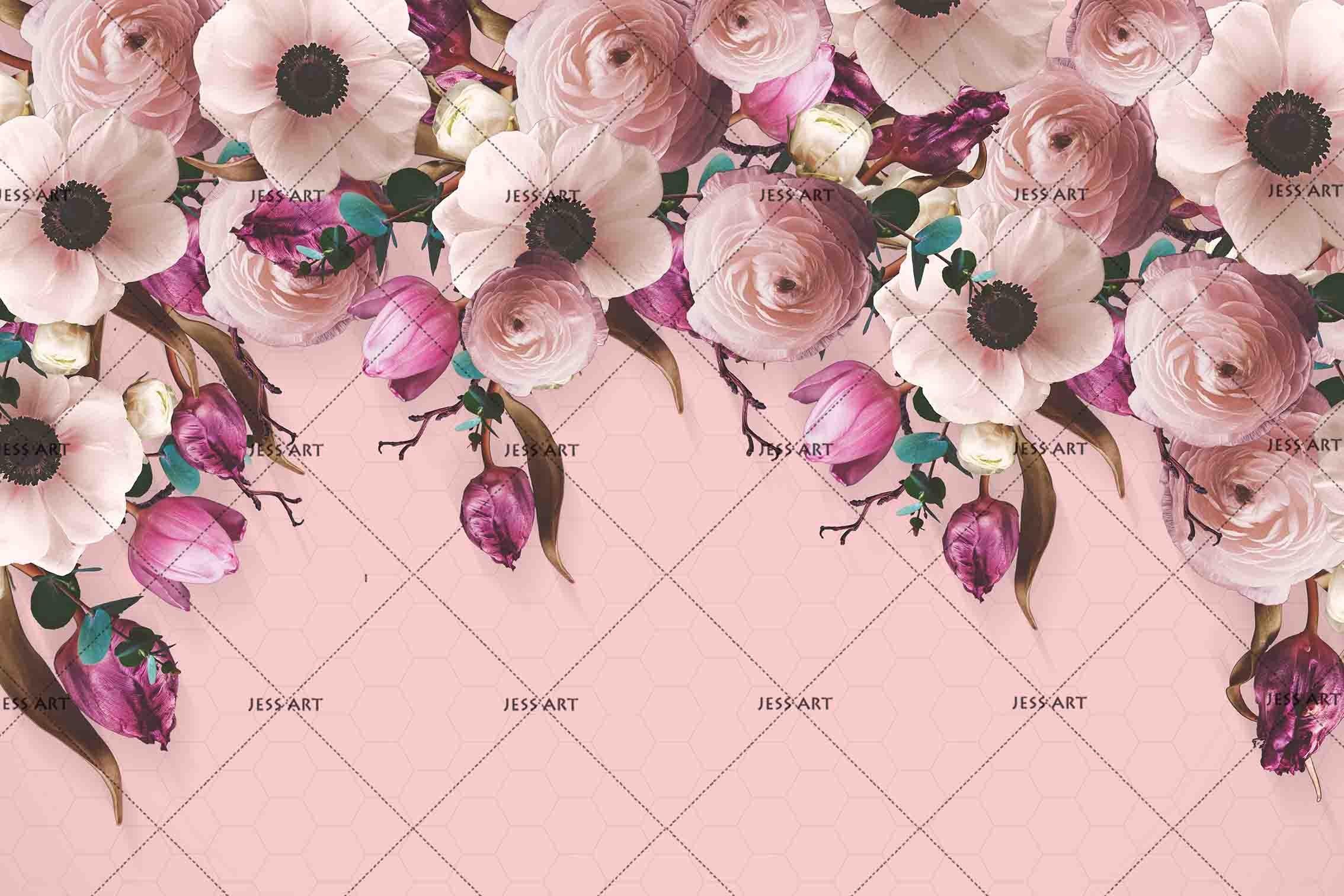 3D Watercolor Pink Floral Wall Mural Wallpaper 57- Jess Art Decoration