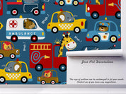 3D cartoon car animals wall mural wallpaper 39- Jess Art Decoration