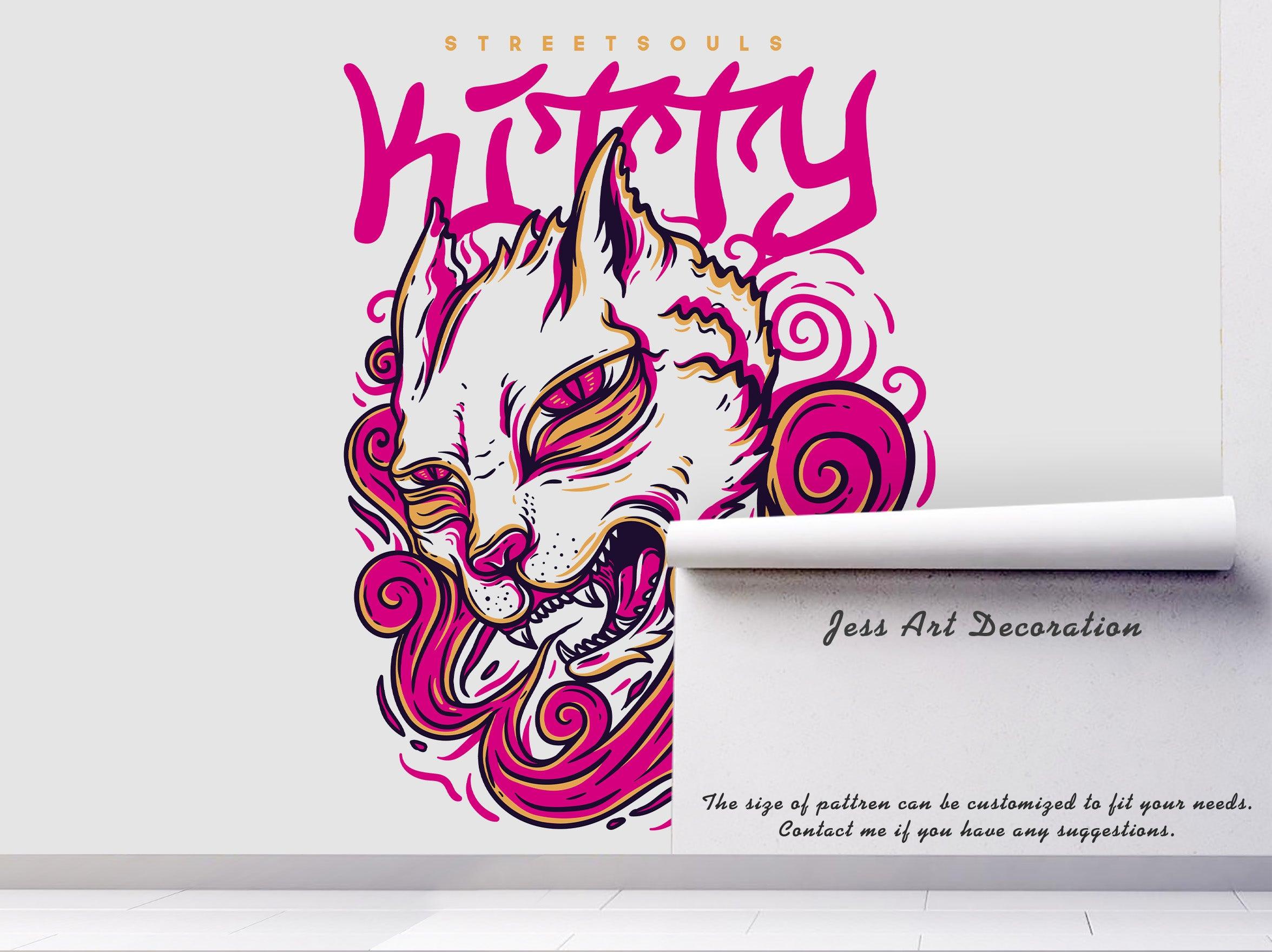 3D Abstract Cat Graffiti Wall Mural Wallpaper 12- Jess Art Decoration