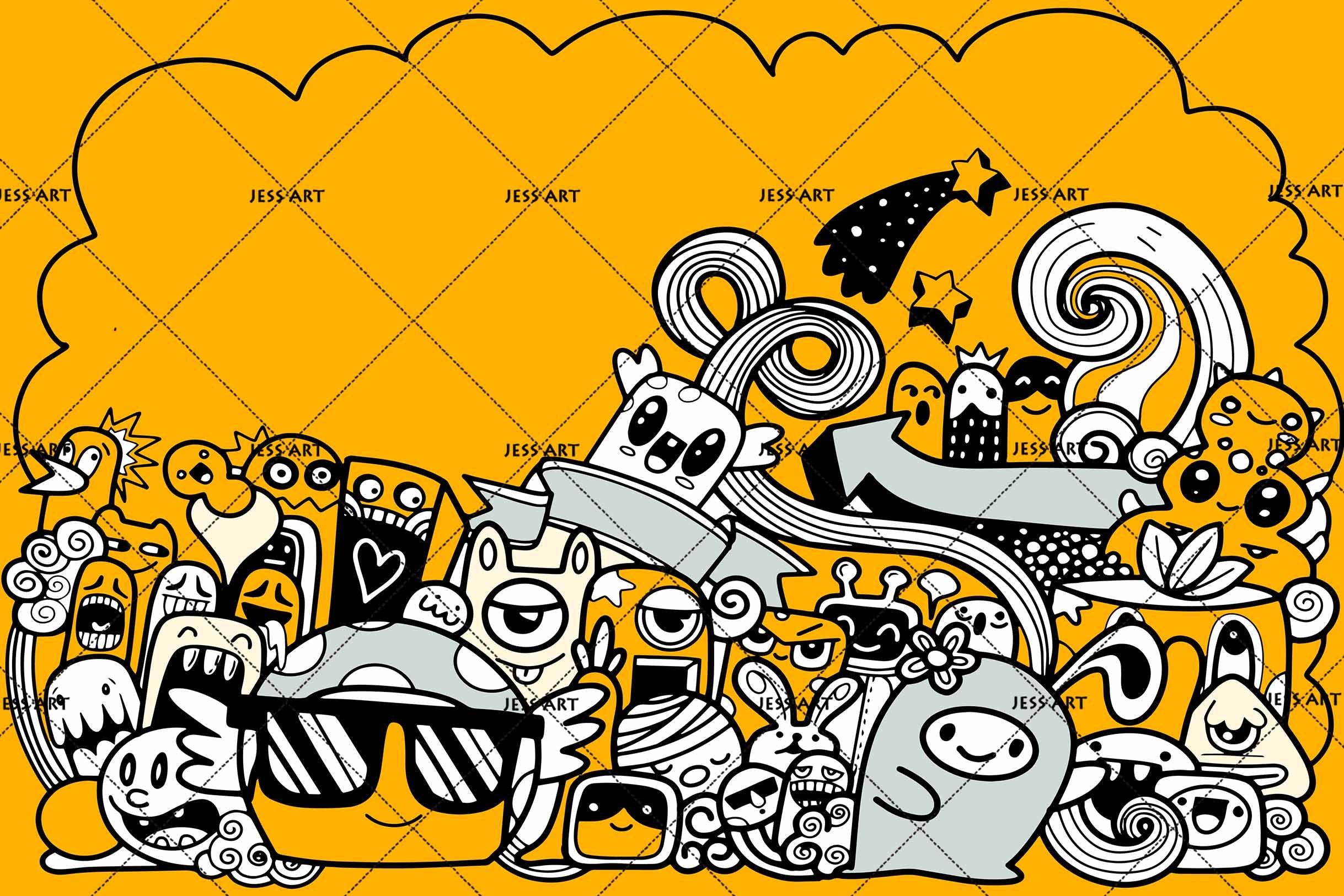 3D Cartoon Graffiti Yellow Wall Mural Wallpaper 51- Jess Art Decoration