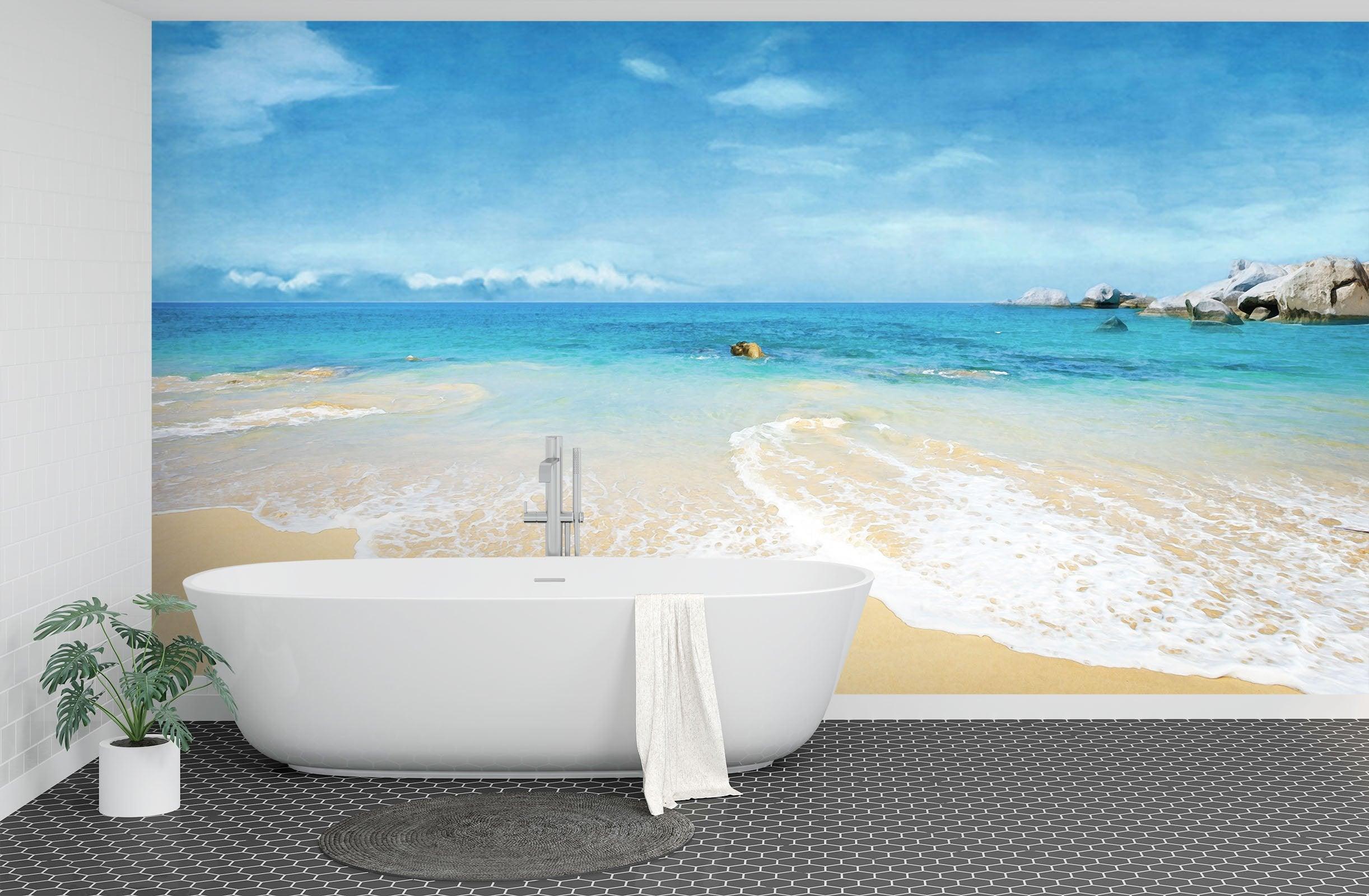 3D Watercolor Beach 101 Wall Murals