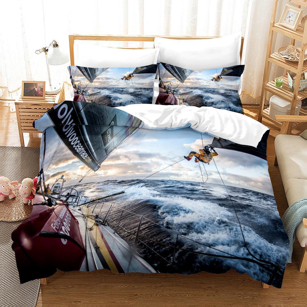 3D Sea Sailboat Quilt Cover Set Bedding Set Duvet Cover Pillowcases A539 LQH- Jess Art Decoration