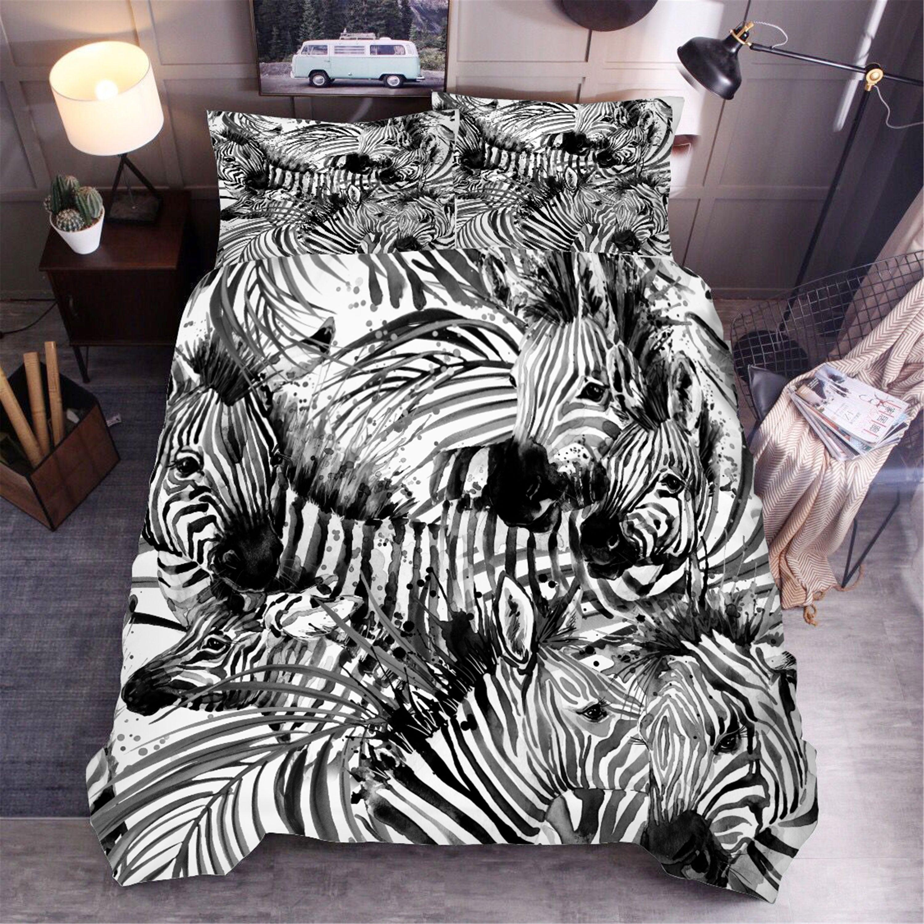 3D Zebra Quilt Cover Set Bedding Set Duvet Cover Pillowcases SF17- Jess Art Decoration