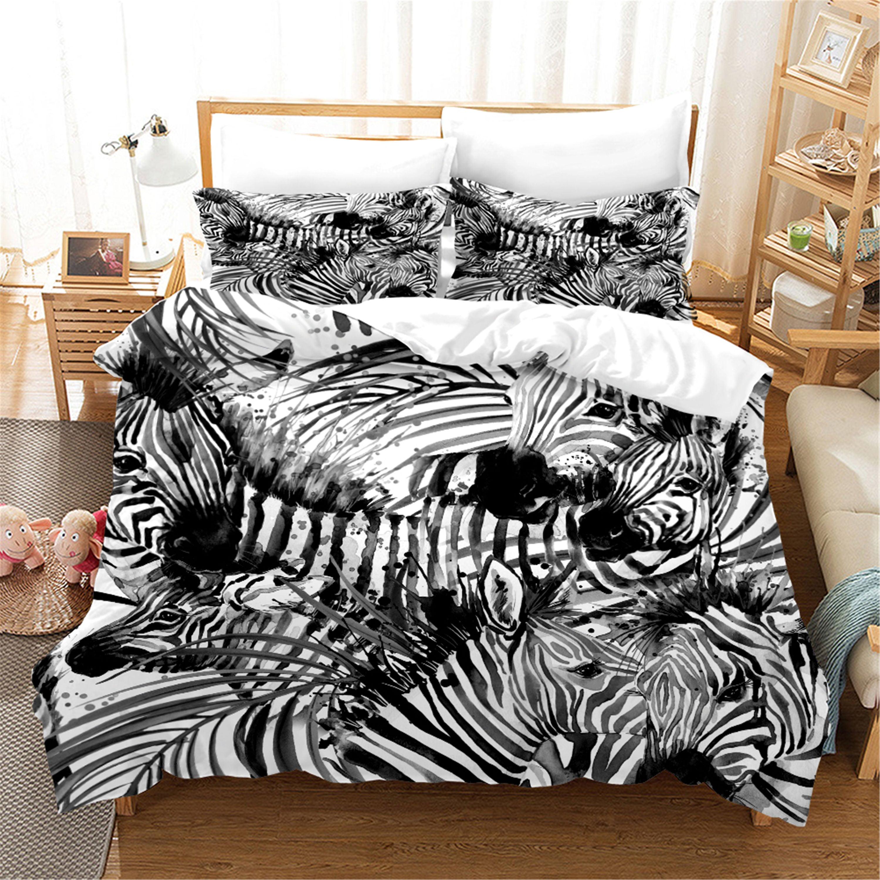 3D Zebra Quilt Cover Set Bedding Set Duvet Cover Pillowcases SF17- Jess Art Decoration