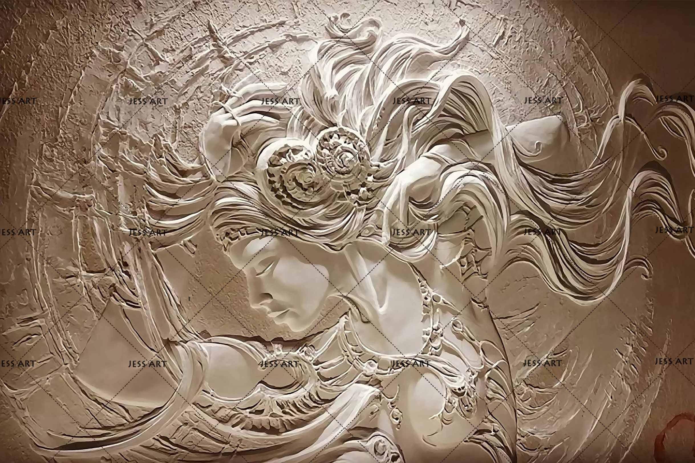 3D Plaster Carving Woman Wall Mural Wallpaper LQH 165- Jess Art Decoration