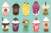 3D Green Background Bubble Tea Pearl Tea Milk Tea Shop Wall Mural Wallpaper JN 39- Jess Art Decoration