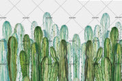 3D Hand Drawn Green Cactus Wall Mural Wallpaper LQH 168- Jess Art Decoration