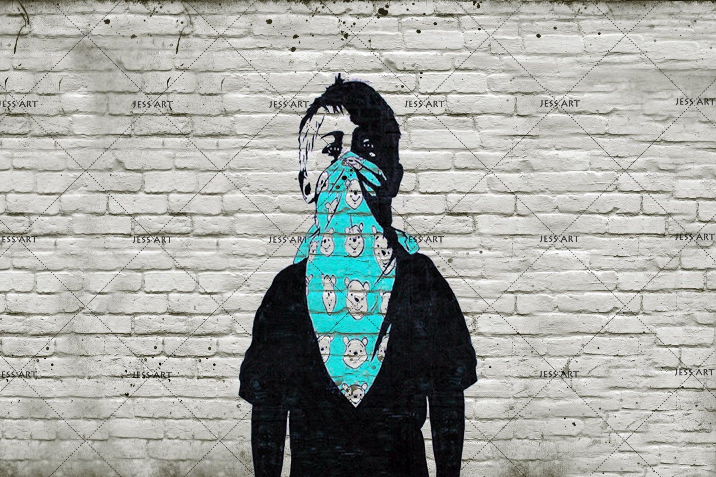 3D Brick Graffiti Character brick wall character graffiti mural wall mural wallpaper for office - view 3