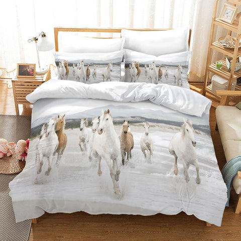 3D Pale Horses Quilt Cover Set Bedding Set Pillowcases 99- Jess Art Decoration