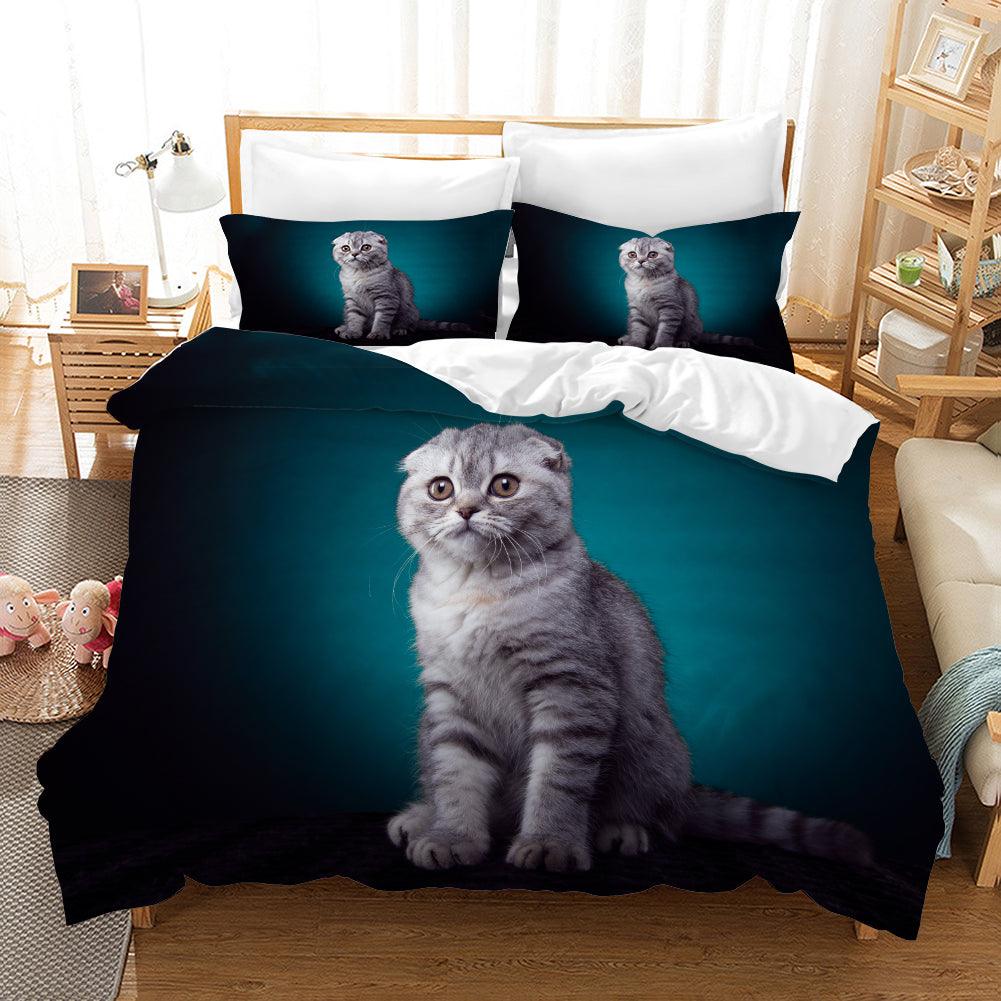 3D Pet Cat Lovely Quilt Cover Set Bedding Set Pillowcases 88- Jess Art Decoration