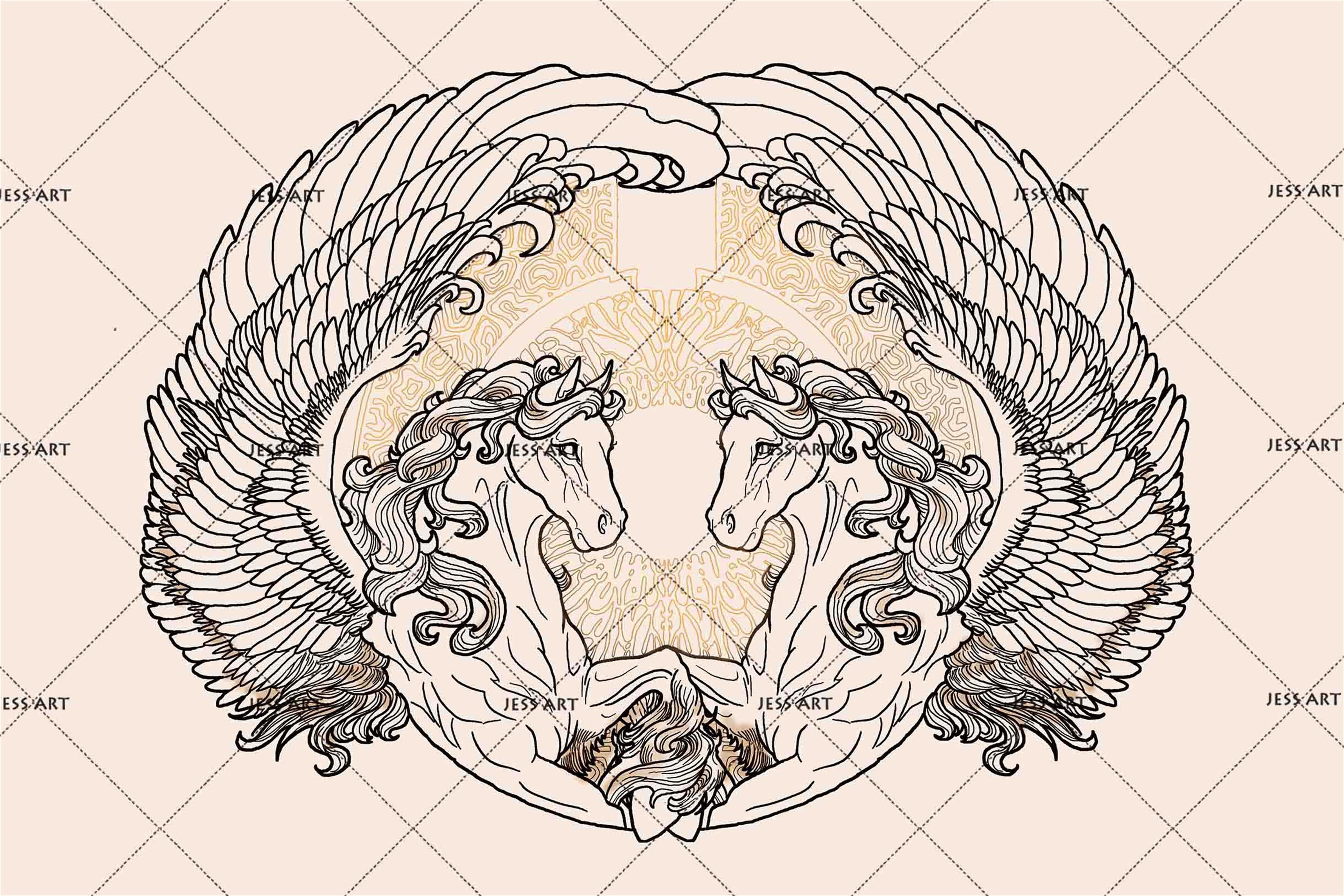 3D Angel Horse Couple Wall Mural Wallpaper 208- Jess Art Decoration