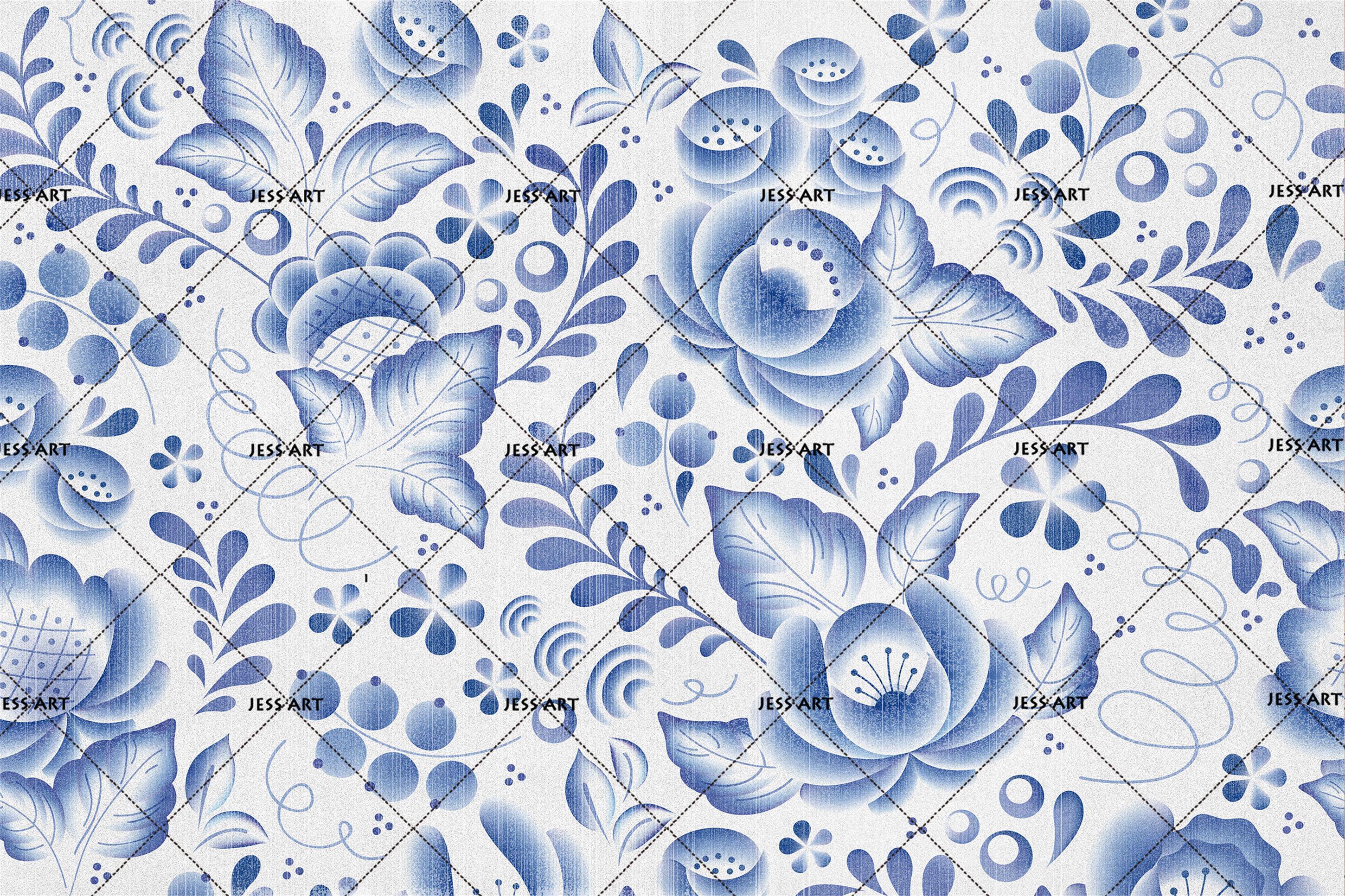 3D Blue Floral Leaves Wall Mural Wallpaper SF115- Jess Art Decoration