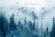 3D Fog Forest Birds Wall Mural Wallpaper 210- Jess Art Decoration