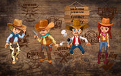 3D Cartoon Western Cowboy Wall Mural Wallpaper LQH 127- Jess Art Decoration