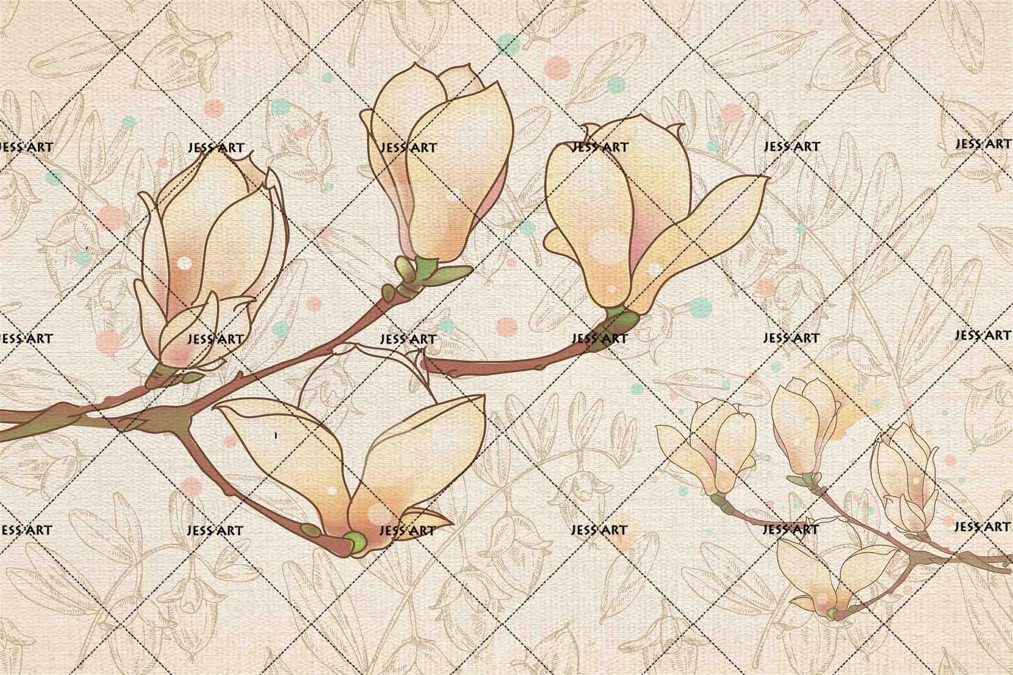 3D Retro Magnolia Floral Wall Mural Wallpaper 84- Jess Art Decoration