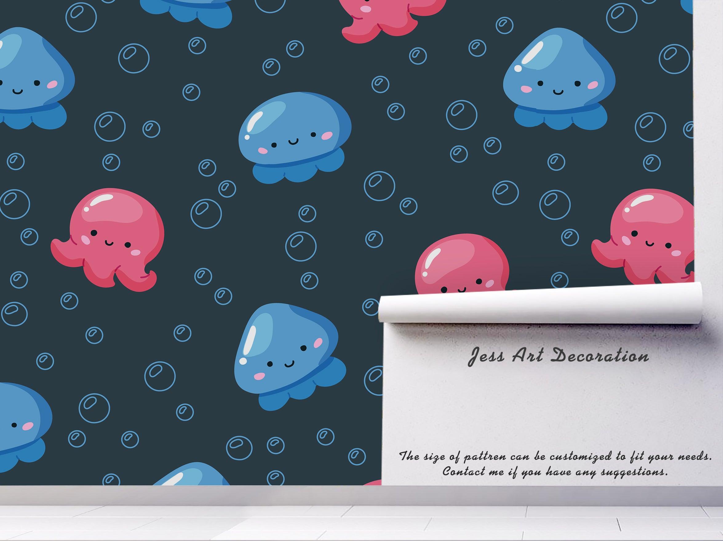 3D Jellyfish Octopus Bubble Wall Mural Wallpaper 22- Jess Art Decoration