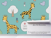 3D cartoon giraffe wall mural wallpaper 20- Jess Art Decoration