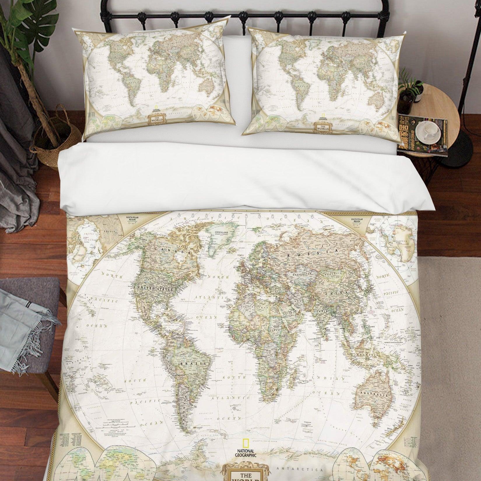 3D World Map Quilt Cover Set Bedding Set Pillowcases  220- Jess Art Decoration