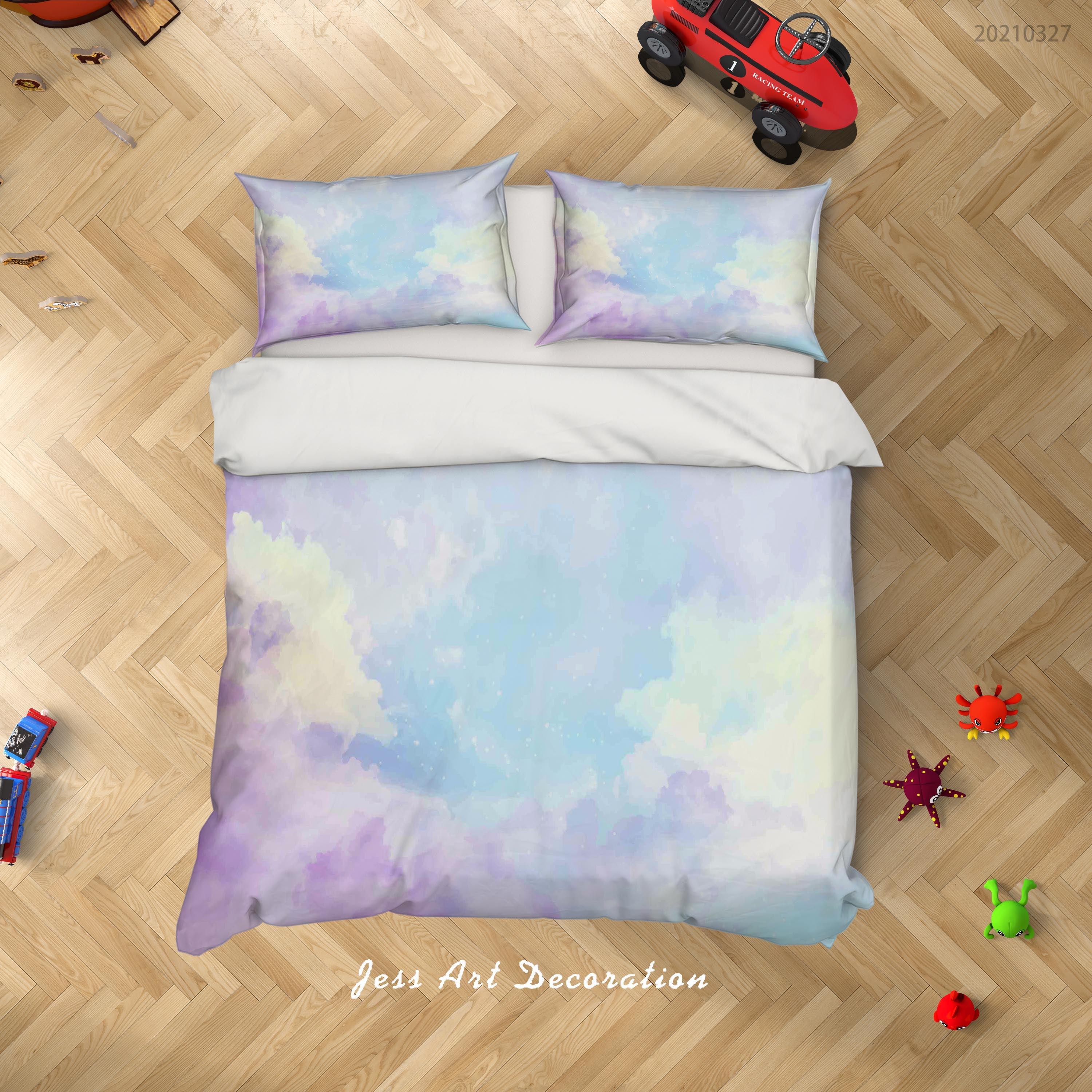 3D Watercolor Sky Cloud Quilt Cover Set Bedding Set Duvet Cover Pillowcases 63- Jess Art Decoration