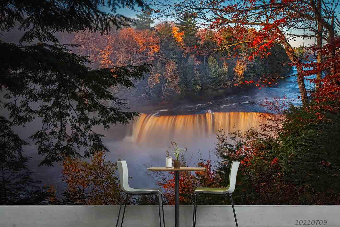 3D Autumn Pine Forest Red Maple Wall Mural Wallpaper SWW3927- Jess Art Decoration