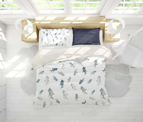 3D Cartoon Shark Quilt Cover Set Bedding Set Pillowcases 63- Jess Art Decoration